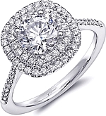 This image shows the setting with a 1.00ct round brilliant cut center diamond. The setting can be ordered to accommodate any shape/size diamond listed in the setting details section below.
