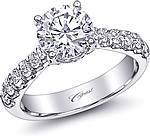 This image shows the setting with a 1.50ct round brilliant cut center diamond. The setting can be ordered to accommodate any shape/size diamond listed in the setting details section below.