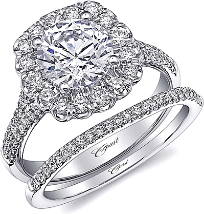 This image shows the setting with a 1.50ct round brilliant cut center diamond. The setting can be ordered to accommodate any shape/size diamond listed in the setting details section below.