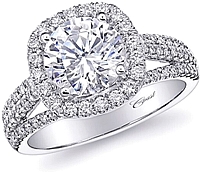Coast Triple Row Halo Diamond Engagement Ring