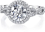 This image shows the setting with a 1.50ct round brilliant cut center diamond. The setting can be ordered to accommodate any shape/size diamond listed in the setting details section below.