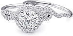 This image shows the setting with a 1.50ct round brilliant cut center diamond. The setting can be ordered to accommodate any shape/size diamond listed in the setting details section below.