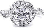 This image shows the setting with a 1.00ct round brilliant cut center diamond. The setting can be ordered to accommodate any shape/size diamond listed in the setting details section below.
