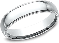 Comfort Fit High Polished Milgrain Wedding Band- 5mm