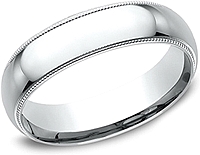 Comfort Fit High Polished Milgrain Wedding Band- 6mm