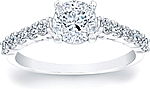 This image shows the setting with a 1.00ct round brilliant cut center diamond. The setting can be ordered to accommodate any shape/size diamond listed in the setting details section below.
