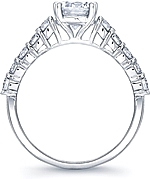 This image shows the setting with a 1.00ct round brilliant cut center diamond. The setting can be ordered to accommodate any shape/size diamond listed in the setting details section below.
