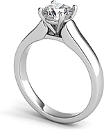 This image shows the setting with a 1.00ct round brilliant cut center diamond. The setting can be ordered to accommodate any shape/size diamond listed in the setting details section below.
