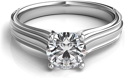 This image shows the setting with a 1.00ct round brilliant cut center diamond. The setting can be ordered to accommodate any shape/size diamond listed in the setting details section below.
