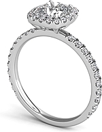 This image shows the setting with a 1.00ct round brilliant cut center diamond. The setting can be ordered to accommodate any shape/size diamond listed in the setting details section below.