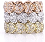 'Karly Beth' shown stacked in 14k rose, white, yellow gold; Sold separately.
