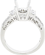 This image shows the setting with a basket made for a 1.75ct oval cut diamond. The setting can be ordered to accomodate any shape/size diamond listed on the setting details section below. 