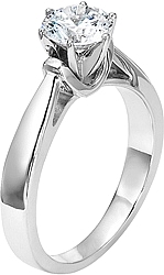 Shown with a 1.00ct round brilliant cut diamond. This setting can accommodate any shape/size diamond listed in the details section below.