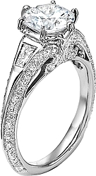 Shown with a 1.50ct round brilliant cut diamond. This setting can accommodate any shape/size diamond listed in the details section below.