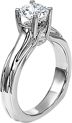 Shown with a 1.00ct round brilliant cut diamond. This setting can accommodate any shape/size diamond listed in the details section below.