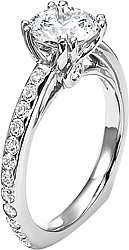 Shown with a 1.00ct round brilliant cut diamond. This setting can accommodate any shape/size diamond listed in the details section below.