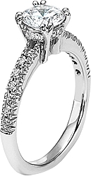 Shown with a 1.00ct round brilliant cut diamond. This setting can accommodate any shape/size diamond listed in the details section below.