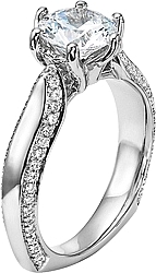 Shown with a 1.50ct round brilliant cut diamond. This setting can accommodate any shape/size diamond listed in the details section below.
