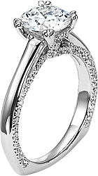 Shown with a 1.25ct round brilliant cut diamond. This setting can accommodate any shape/size diamond listed in the details section below.