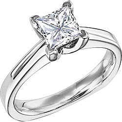 Shown with a 1.00ct princess cut diamond. This setting can accommodate any shape/size diamond listed in the details section below.