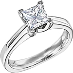 Shown with a 1.00ct princess cut diamond. This setting can accommodate any shape/size diamond listed in the details section below.