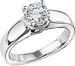 Shown with a 1.00ct round brilliant cut diamond. This setting can accommodate any shape/size diamond listed in the details section below.