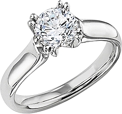 Shown with a 1.00ct round brilliant cut diamond. This setting can accommodate any shape/size diamond listed in the details section below.