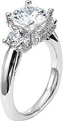 Shown with a 1.50ct round brilliant cut diamond. This setting can accommodate any shape/size diamond listed in the details section below.