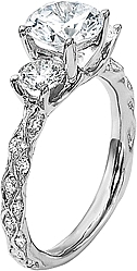 Shown with a 1.50ct round brilliant cut diamond. This setting can accommodate any shape/size diamond listed in the details section below.