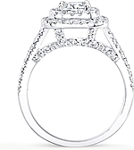 This image shows the setting with a 1.00ct cushion cut center diamond. The setting can be ordered to accommodate any shape/size diamond listed in the setting details section below.