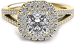This image shows the setting with a 1.00ct cushion cut center diamond. The setting can be ordered to accommodate any shape/size diamond listed in the setting details section below.