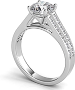 This image shows the setting with a 1.00ct round brilliant cut center diamond. The setting can be ordered to accommodate any shape/size diamond listed in the setting details section below.