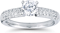 Double Row Pave Diamond Engagement Ring