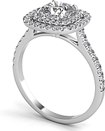 This image shows the setting with a 1.00ct cushion cut center diamond. The setting can be ordered to accommodate any shape/size diamond listed in the setting details section below.