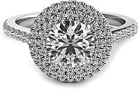 Double Row Round Halo Diamond Engagement Ring