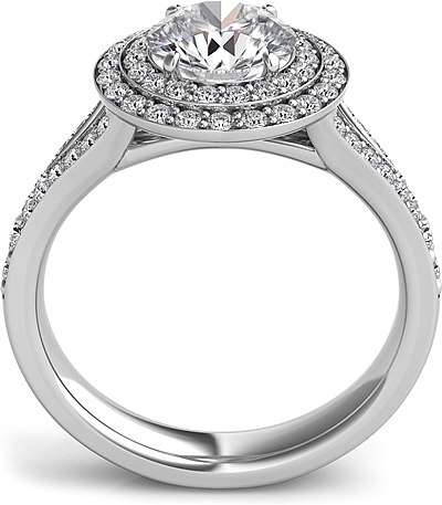 Double Row Round Halo Split Shank Engagement Ring SNT180