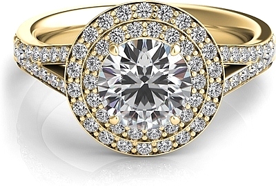 Double Row Round Halo Split Shank Engagement Ring SNT180