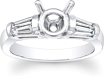 This image shows the setting made to hold a 1.00ct round brilliant cut center diamond. The setting can be ordered to accommodate any shape/size diamond listed in the setting details section below.
