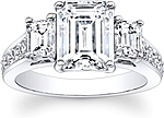 This image shows the setting with a 1.50ct emerald cut center diamond. The setting can be ordered to accommodate any shape/size diamond listed in the setting details section below.