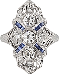 Estate 14k White Gold Diamond & Filigree Ring