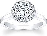 This image shows the setting with a 1.00ct round brilliant cut center diamond. The setting can be ordered to accommodate any shape/size diamond listed in the setting details section below.
