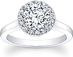 This image shows the setting with a 1.00ct round brilliant cut center diamond. The setting can be ordered to accommodate any shape/size diamond listed in the setting details section below.
