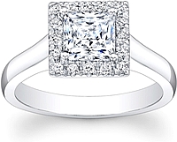 Flush Fit Pave Halo Diamond Engagement Ring