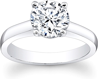 This image shows the setting with a 1.00ct round brilliant cut center diamond. The setting can be ordered to accommodate any shape/size diamond listed in the setting details section below.

