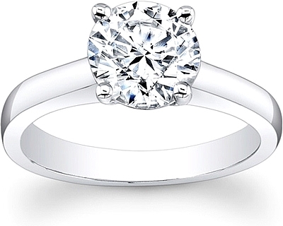 This image shows the setting with a 1.00ct round brilliant cut center diamond. The setting can be ordered to accommodate any shape/size diamond listed in the setting details section below.
