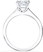 This image shows the setting with a 1.00ct round brilliant cut center diamond. The setting can be ordered to accommodate any shape/size diamond listed in the setting details section below.
