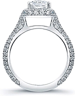 This image shows the setting with a 2.00ct cushion cut center diamond. The setting can be ordered to accommodate any shape/size diamond listed in the setting details section below.