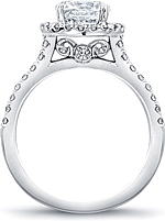 This image shows the setting with a 1.25 round brilliant cut center diamond. The setting can be ordered to accommodate any shape/size diamond listed in the setting details section below