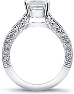 This image shows the setting with a 1.00ct princess cut center diamond. The setting can be ordered to accommodate any shape/size diamond listed in the setting details section below.