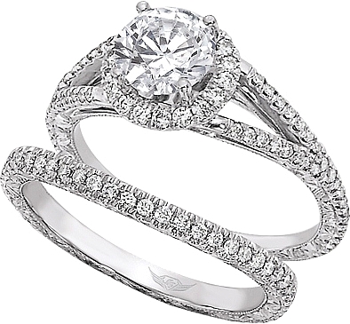 Flyerfit Split Shank Micro Pave Diamond Engagement Ring Vm01 Aeng This Image Shows The Setting With A 1 00ct Round Brilliant Cut Center Diamond